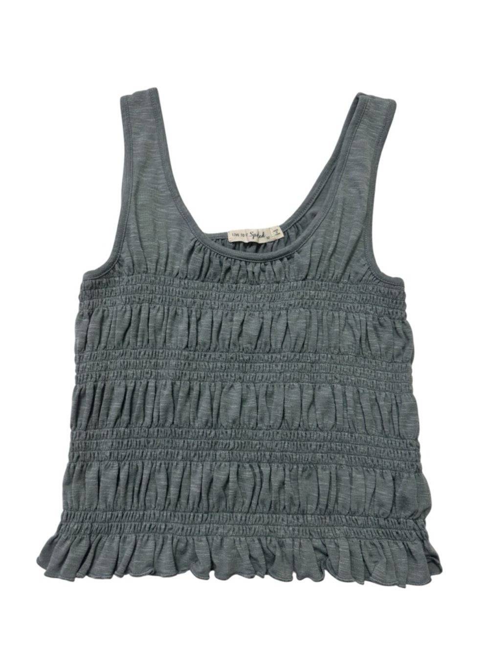 Blue Smocked Ruffle Tank Top - Picture 2 of 7